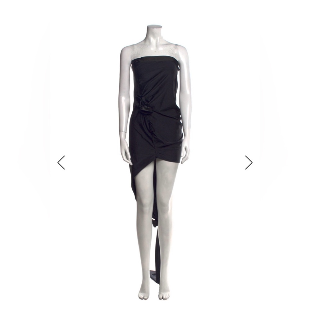 Coperni Strapless Black Asymmetric Ruched Dress